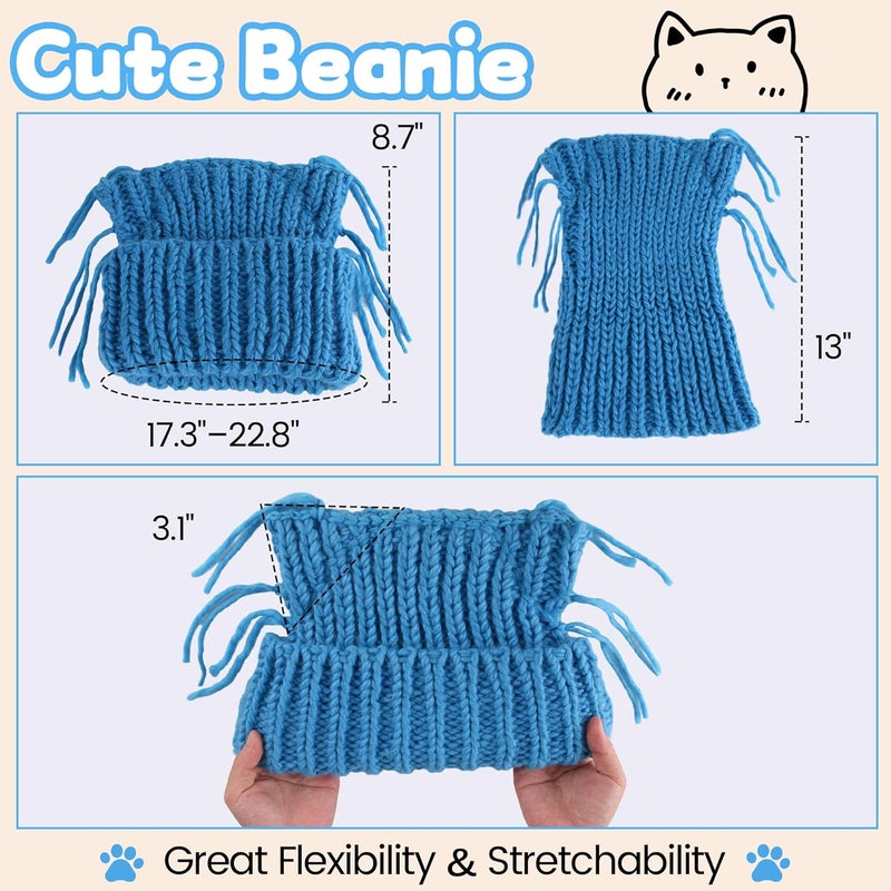 Babalet Store Cat Ear Beanie for Women Warm Winter Cap Chunky Knit Crochet Hat Slouchy Fox Hat Women Winter Trendy Headwear - Image 2